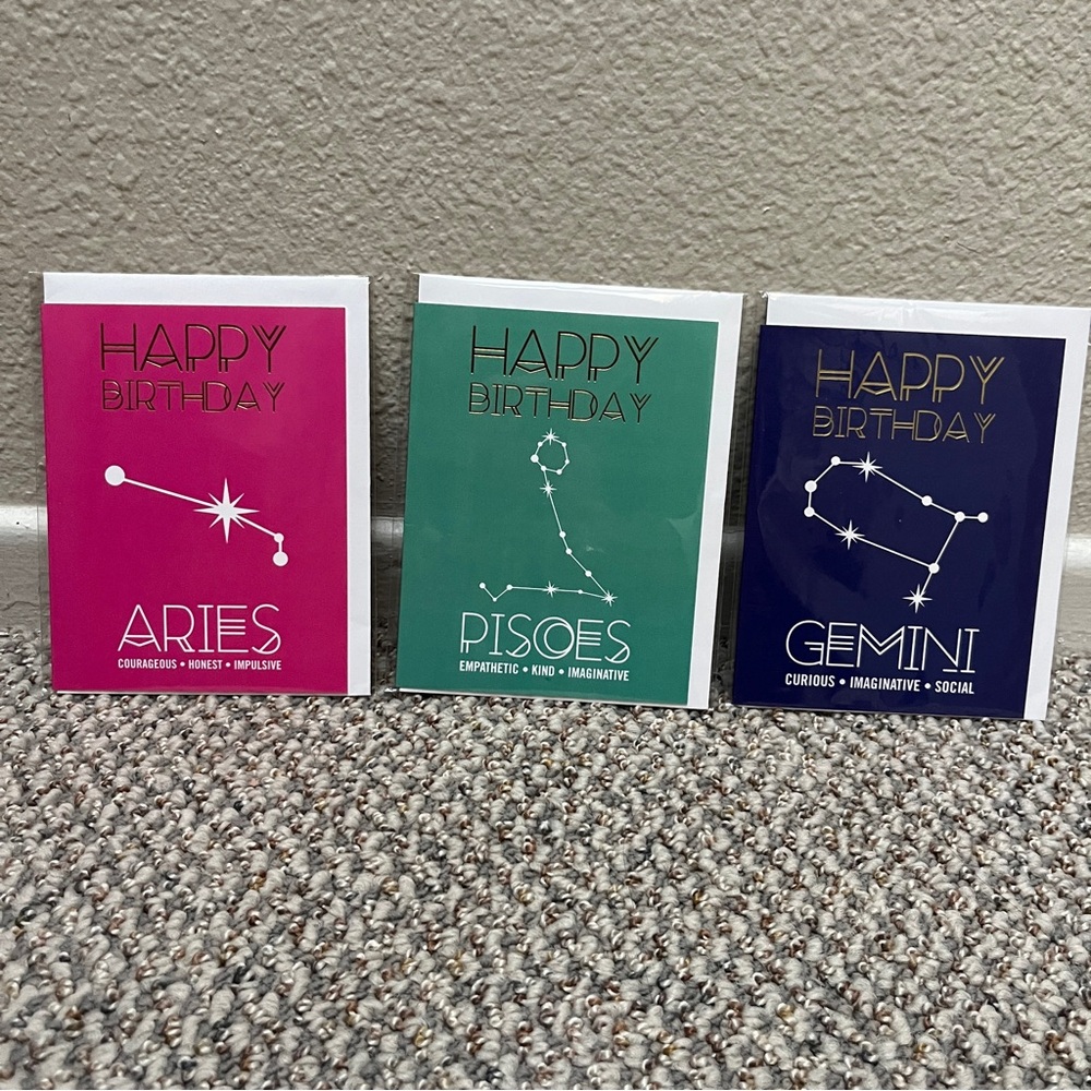 New Zodiac Birthday Cards - Aries, Pisces, Gemini